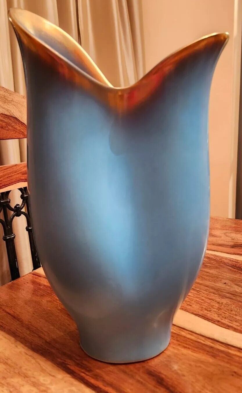 Vase, Blue W/Gold Trim, WIEN KERAMOS, Austria, 13.5