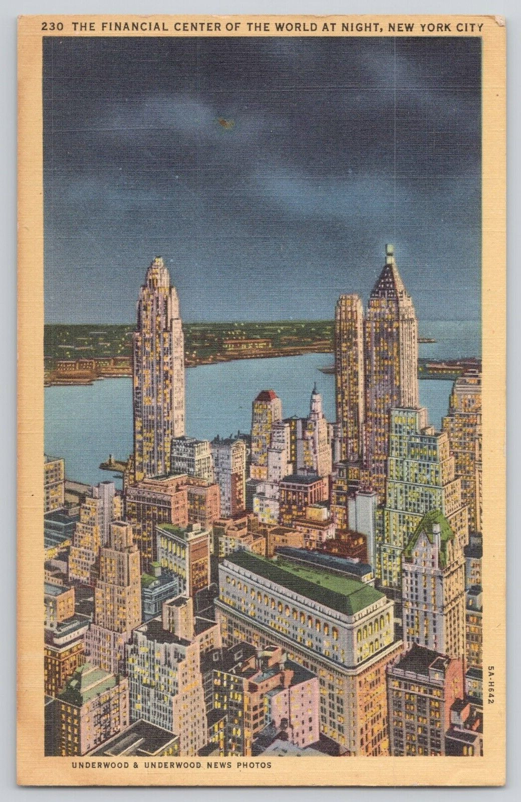 Postcard Federal Reserve Bank, New York City, New York At Night