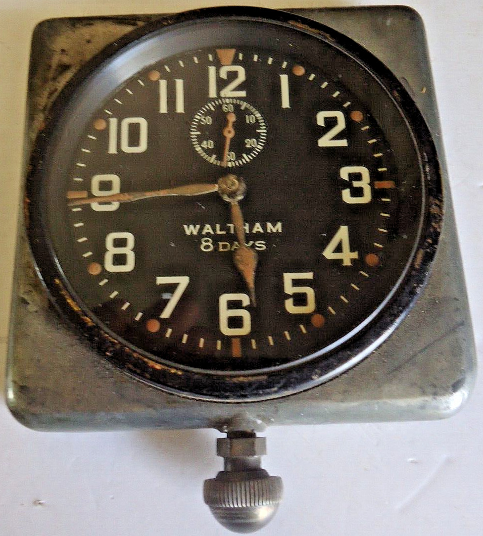 Vintage Antique large Waltham Automobile Car Clock , 8 Day