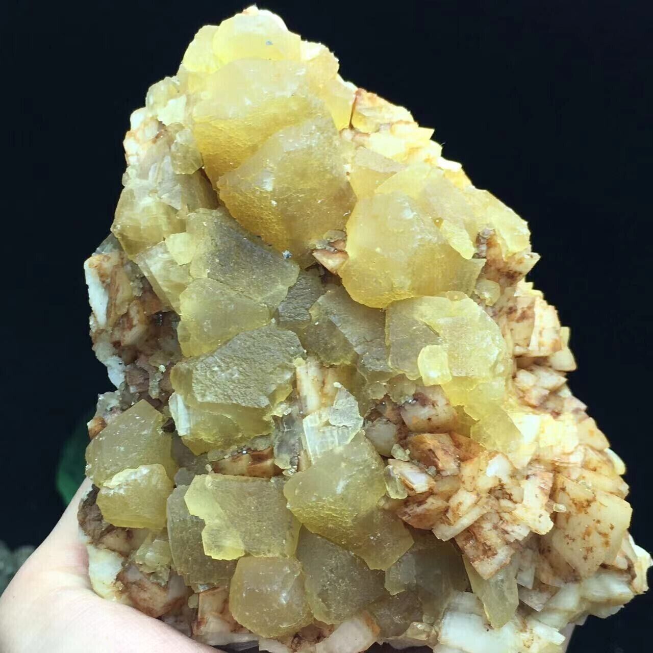 534g Rare Natural Dolomite Crystal & Golden Calcite Cluster Mineral Specimen