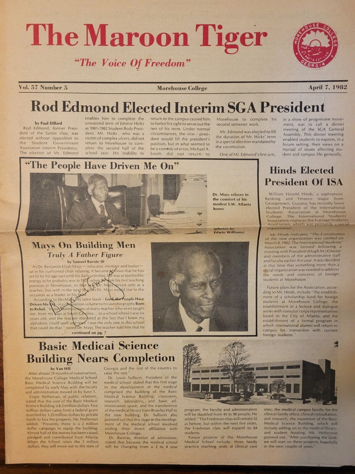 Supre Rare Morehouse College Newspaper The Maroon Tiger Signed By President...