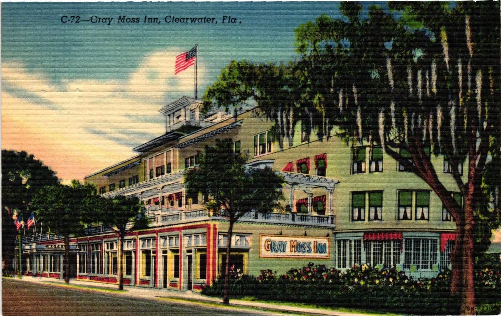 VTG Postcard- C-72. Gray Moss Inn, Clearwater, Fla. Unused 1930