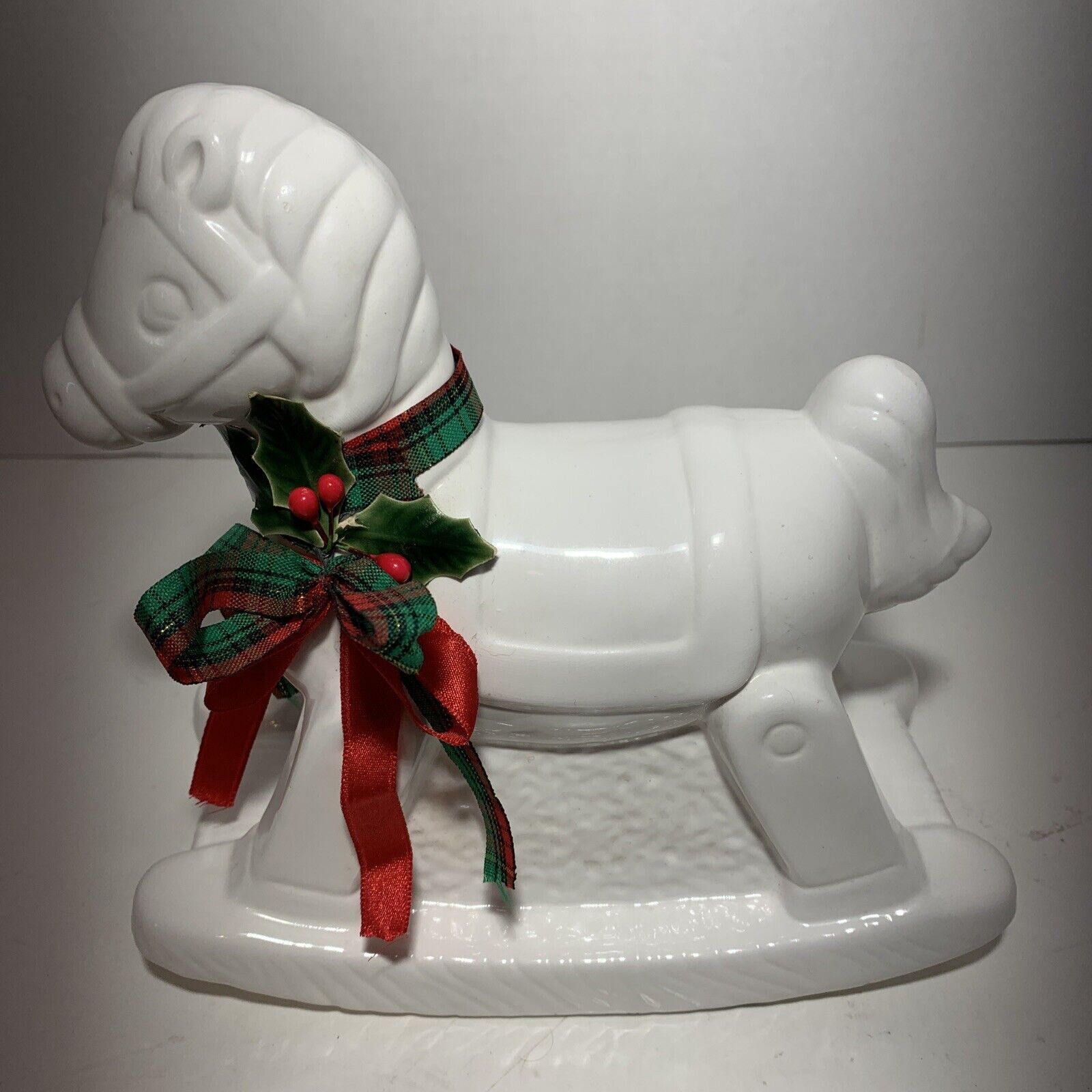 Vintage 1988 Flambro Ceramic Christmas Rocking Horse