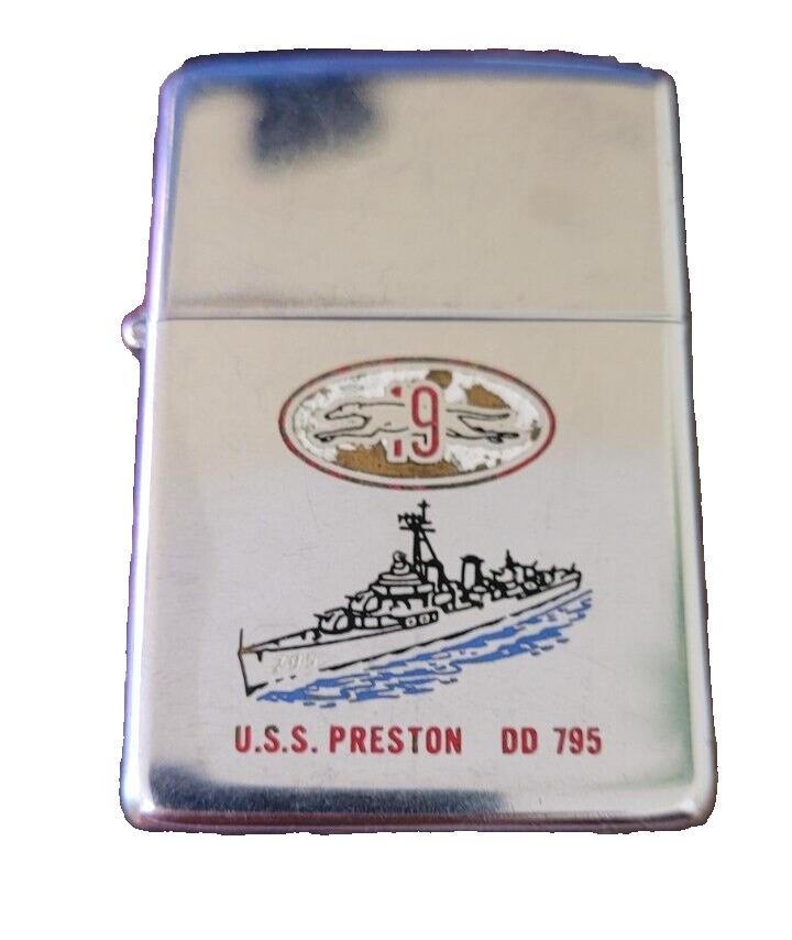 Vintage 1968 U.S.S. PRESTON DD 795 NAVY SHIP ZIPPO LIGHTER U.S.N. Original Look