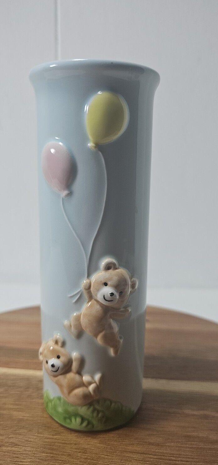 Vintage Norcrest Japan Ceramic Vase Teddy Bear Balloons Baby/newborn Gift 