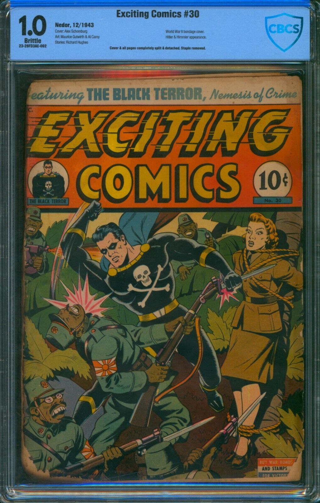 Exciting Comics #30 ⭐ CBCS 1.0 ⭐ Schomburg Black Terror Golden Age Nedor 1943