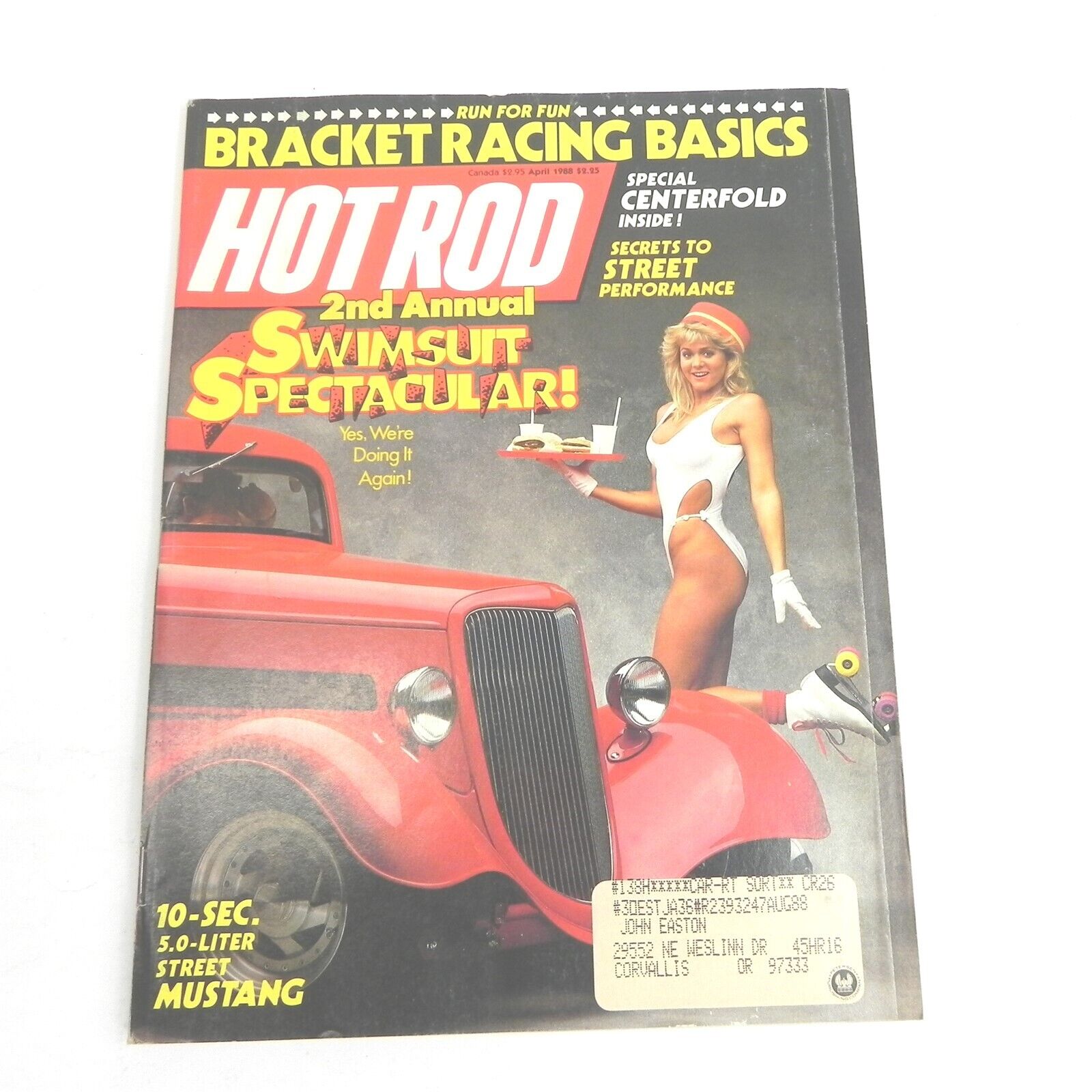 VINTAGE APRIL 1988 HOT ROD MAGAZINE SINGLE ISSUE DRAG RACING SWIMSUIT ISSUE