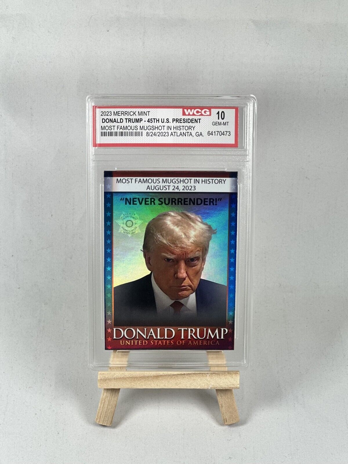 Holographic President Donald Trump Mugshot Mint Condition Trading Card MAGA 