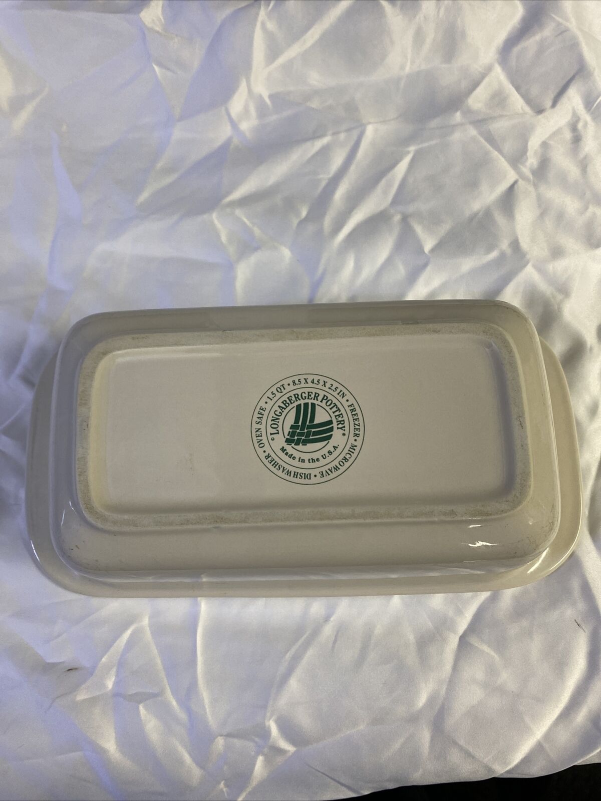 Longaberger Pottery Woven Traditions Classic Green Loaf Dish 1.5QT,8.5x4.5x2.5IN