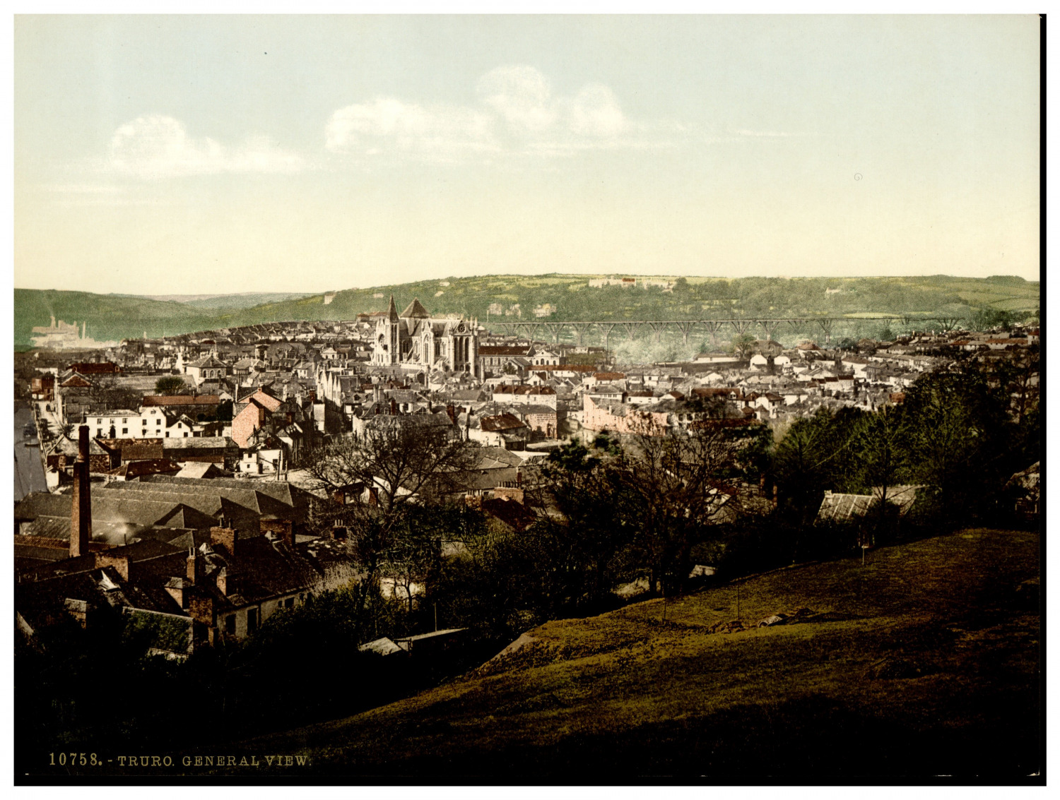 Cornwall. Truro. General View. Vintage photochrome by P.Z, photochrome Zurich ph