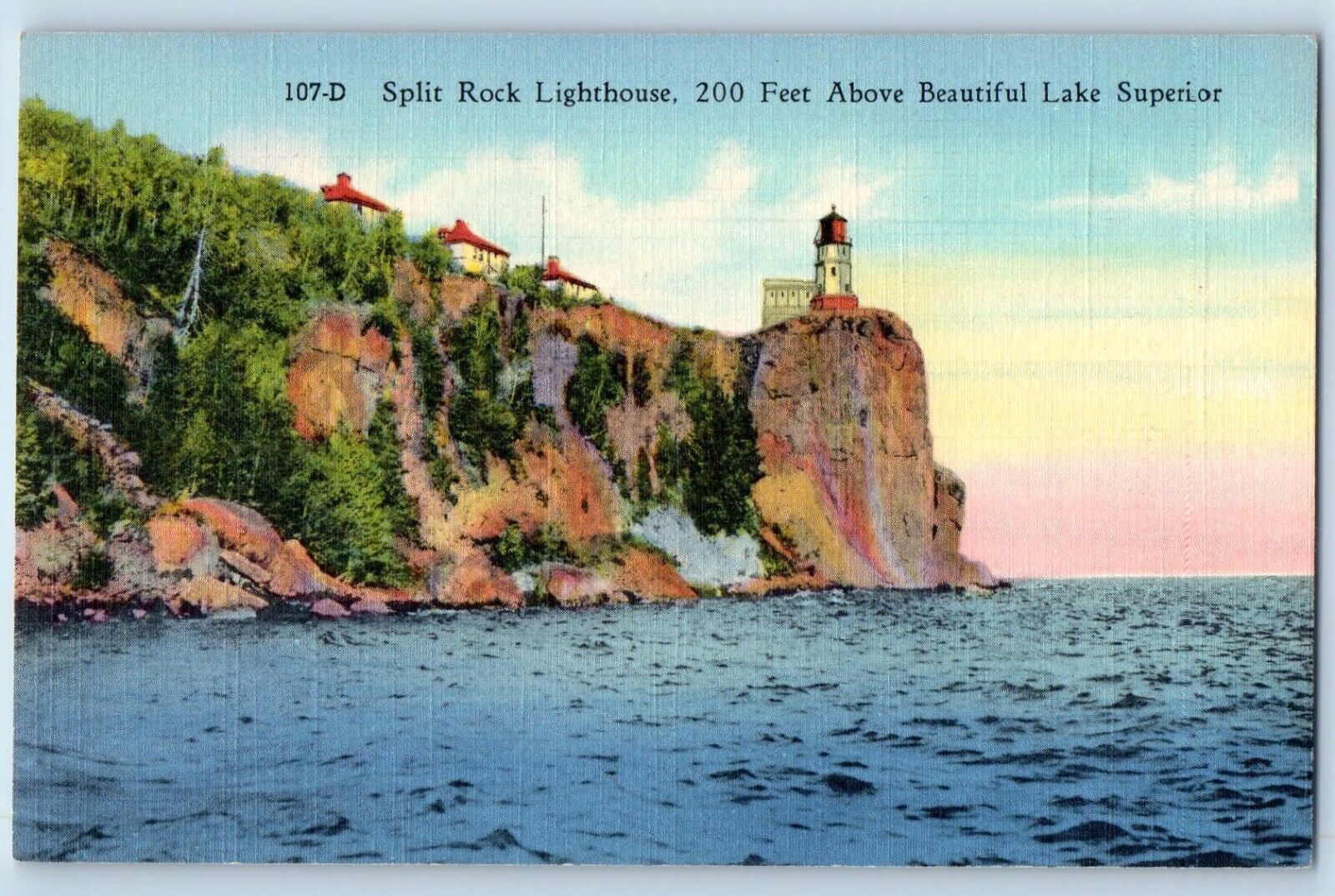 Minneapolis Minnesota MN Postcard Split Rock Two Cliffs Lighthouse Lake c1940\'s
