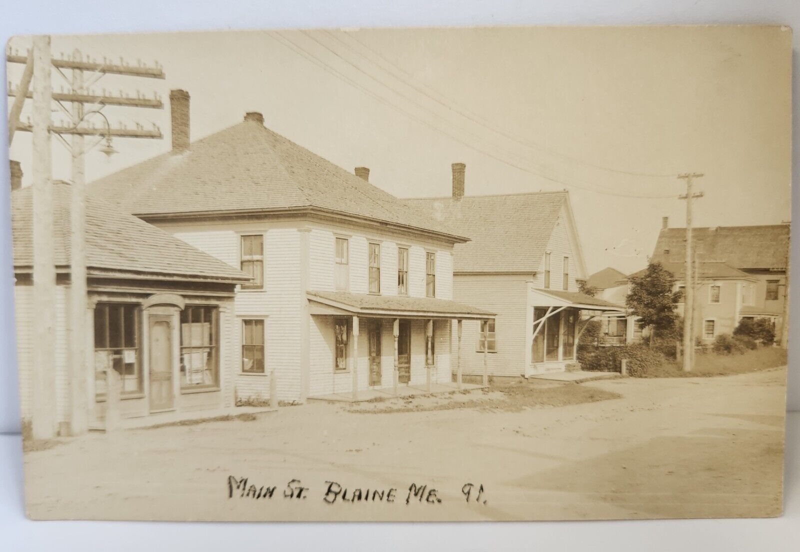 RPPC Blaine Maine Main Street 91 Mars Hill View Newspaper Building Early 1900's