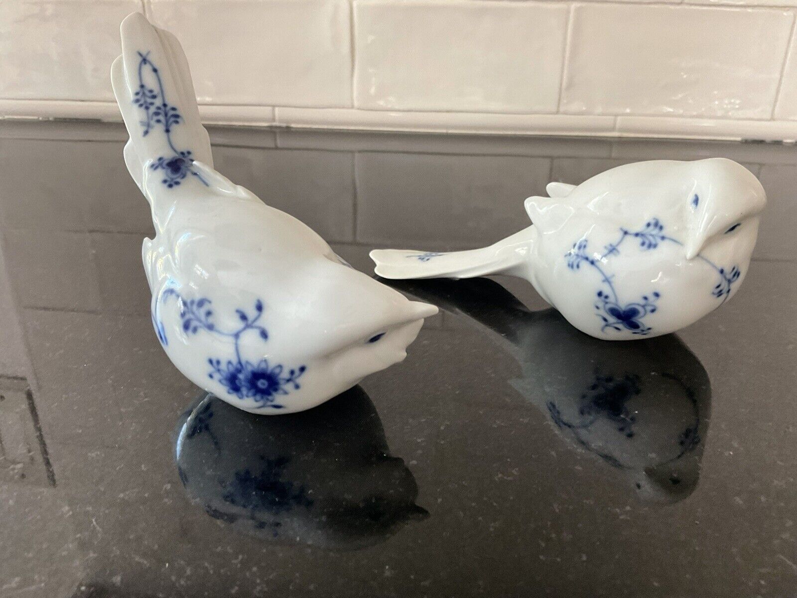 Royal Copenhagen Blue Fluted Porcelain 2x Birds, Optimist & Pessimist ,Denmark