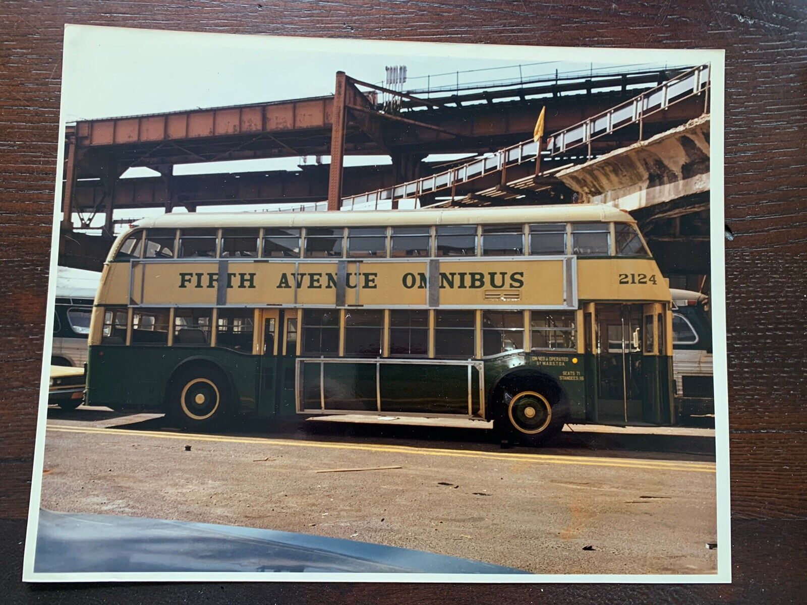 8X10 NY NYC DOUBLE DECKER BUS #2124 FIFTH AVENUE OMNIBUS ELEVATED SUBWAY LINES