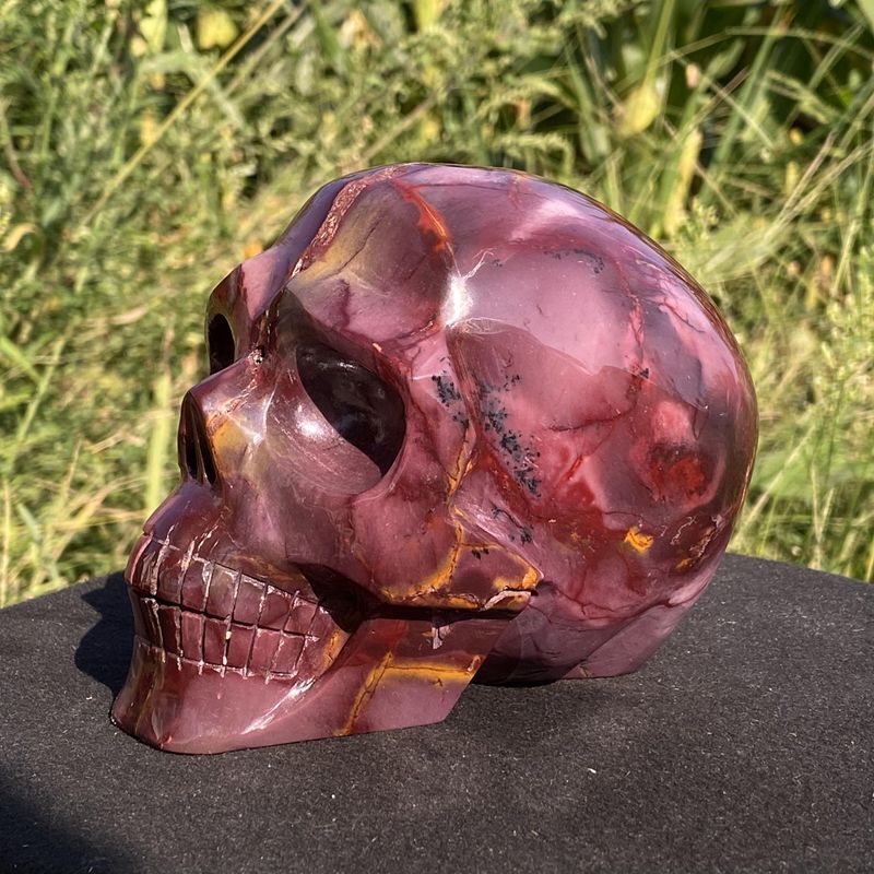 3.19LB Natural Mookaite Quartz Skull Hand Carved Crystal Reiki Healing Gem Gift
