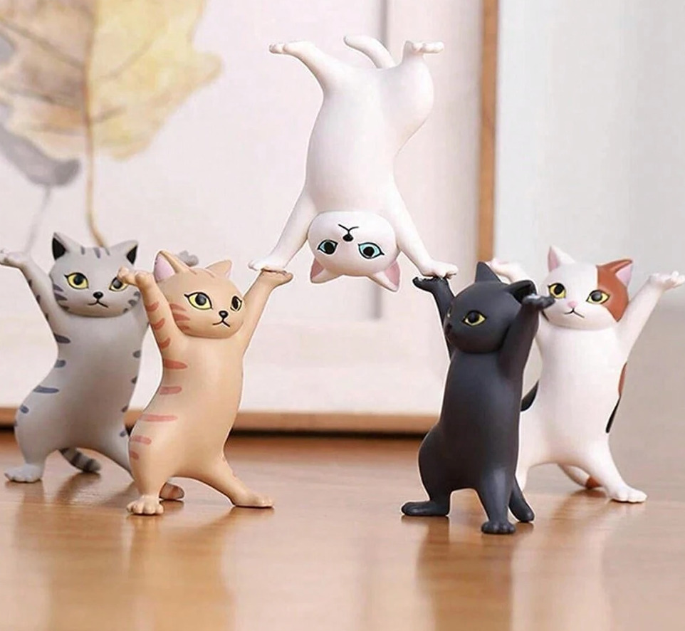 5 pcs Miniature Dancing Kittens Cats Figurines Set,Dancing Cats Crafts