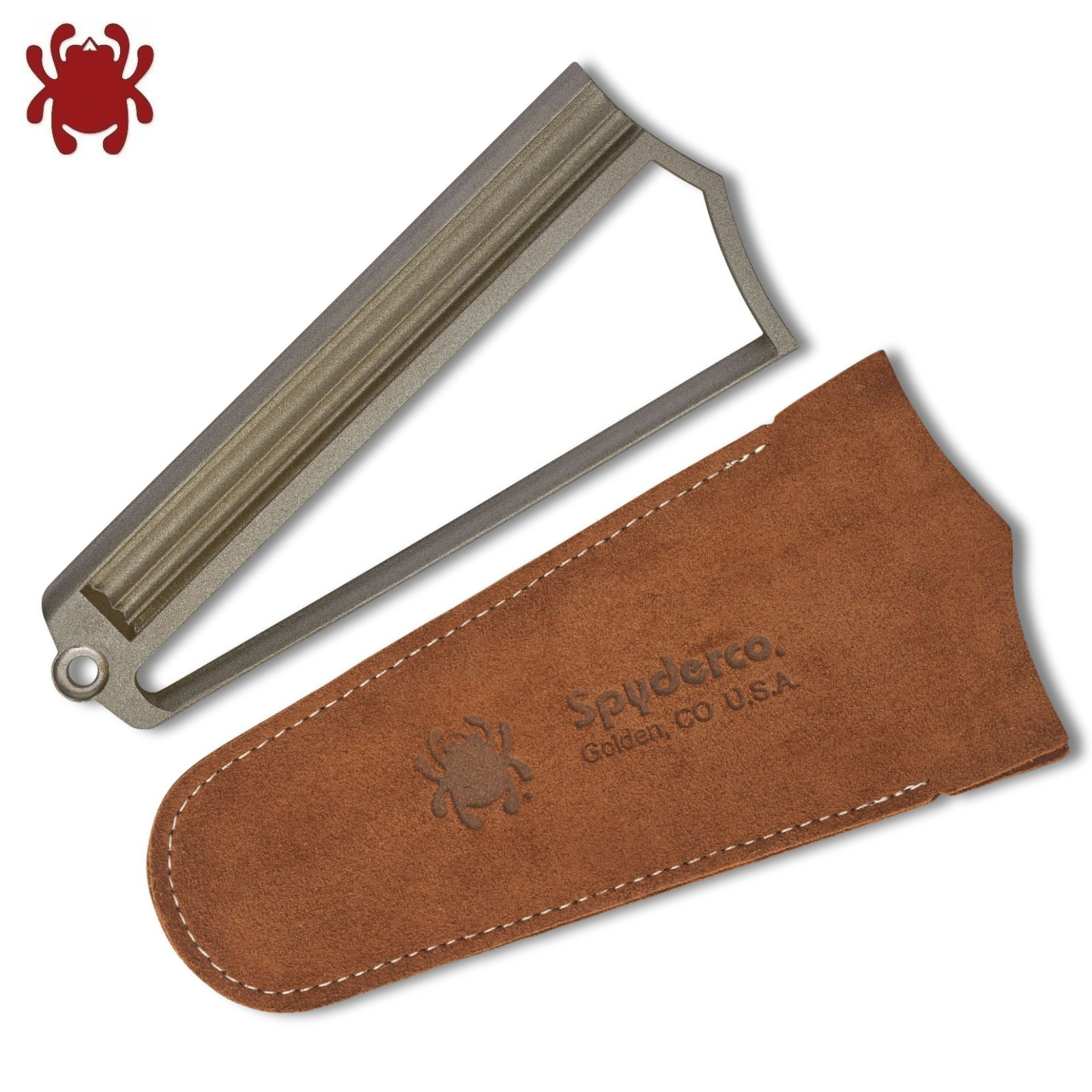 Spyderco Webfoot Sharpener with ABS Base, Suede Pouch 308CBN - Authorized Dealer