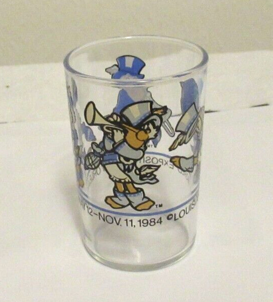 New Orleans 1984 World\'s Fair Small Juice Glass Seymore D. Fair Playing Jazz