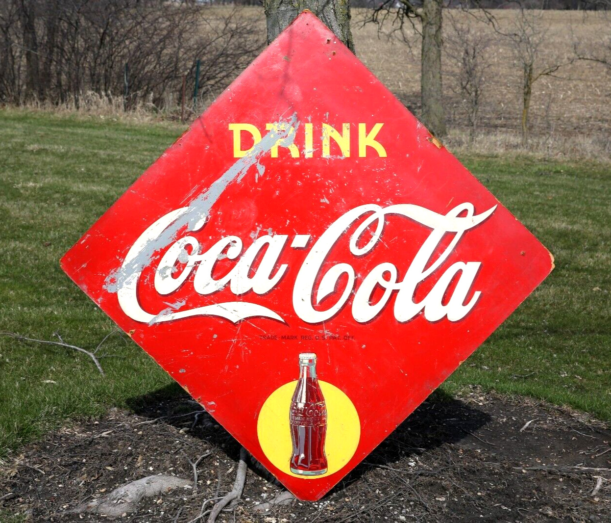 Coca Cola Sign vintage Bottle Diamond shape general store ice cream advertising