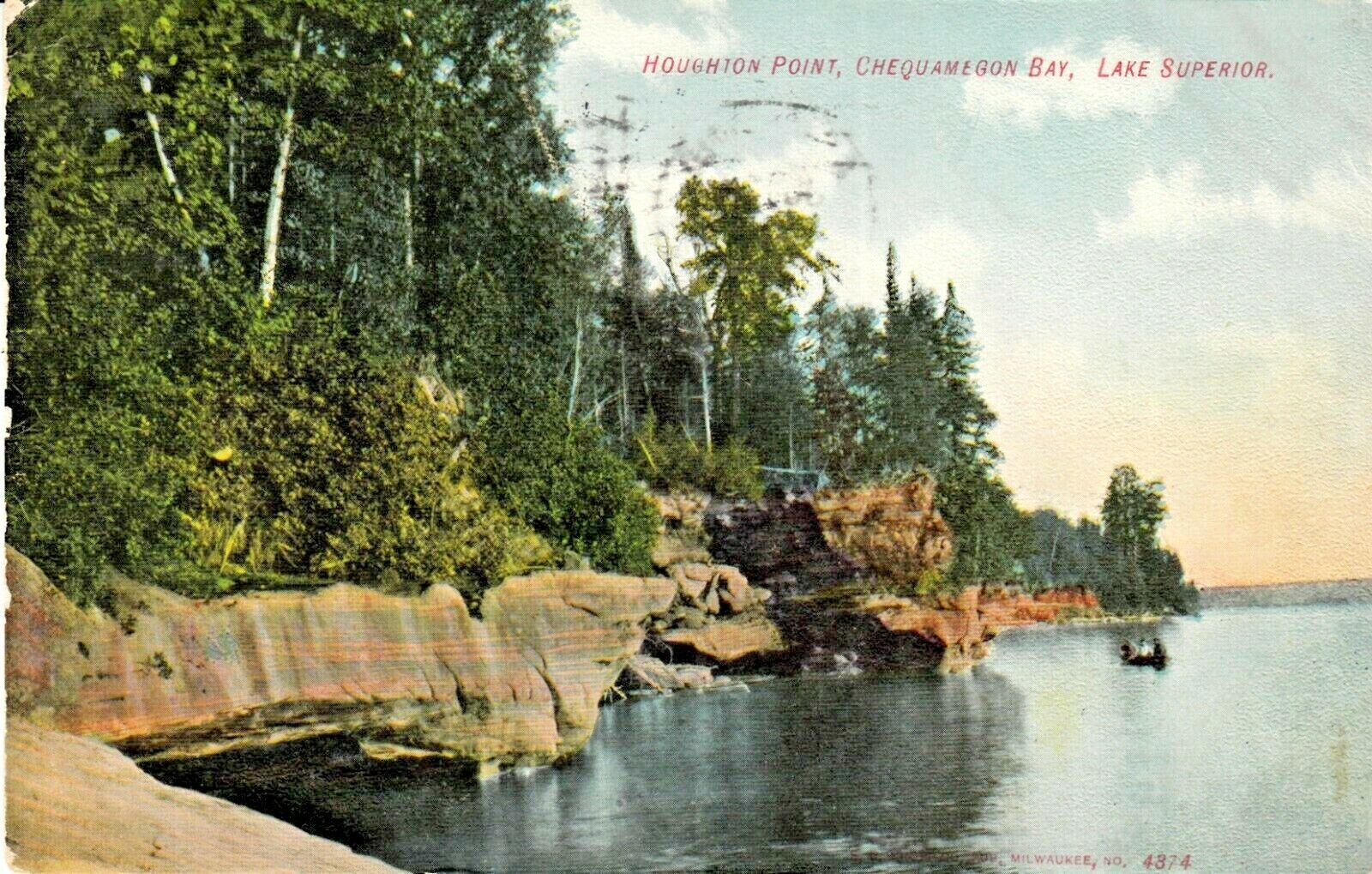 Ashland WI Chequamegon Bay 1908 Houghton Point Lake Superior Vintage Postcard