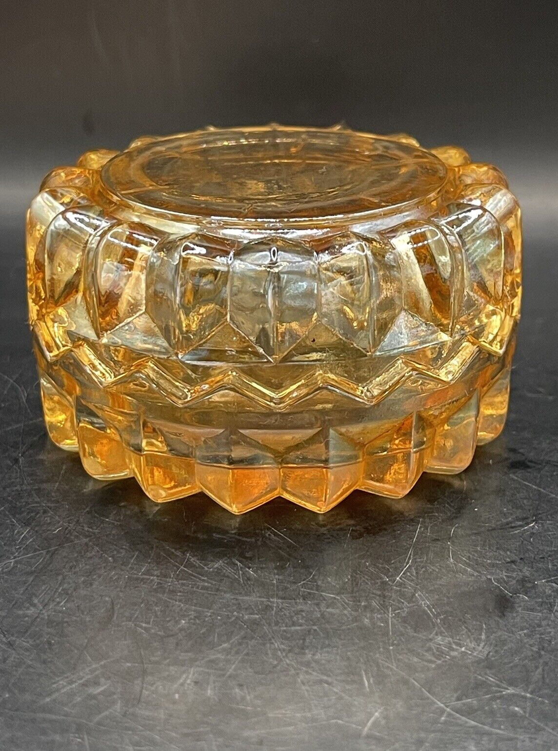Vintage Marigold Iridescent Carnival Glass Trinket Dish