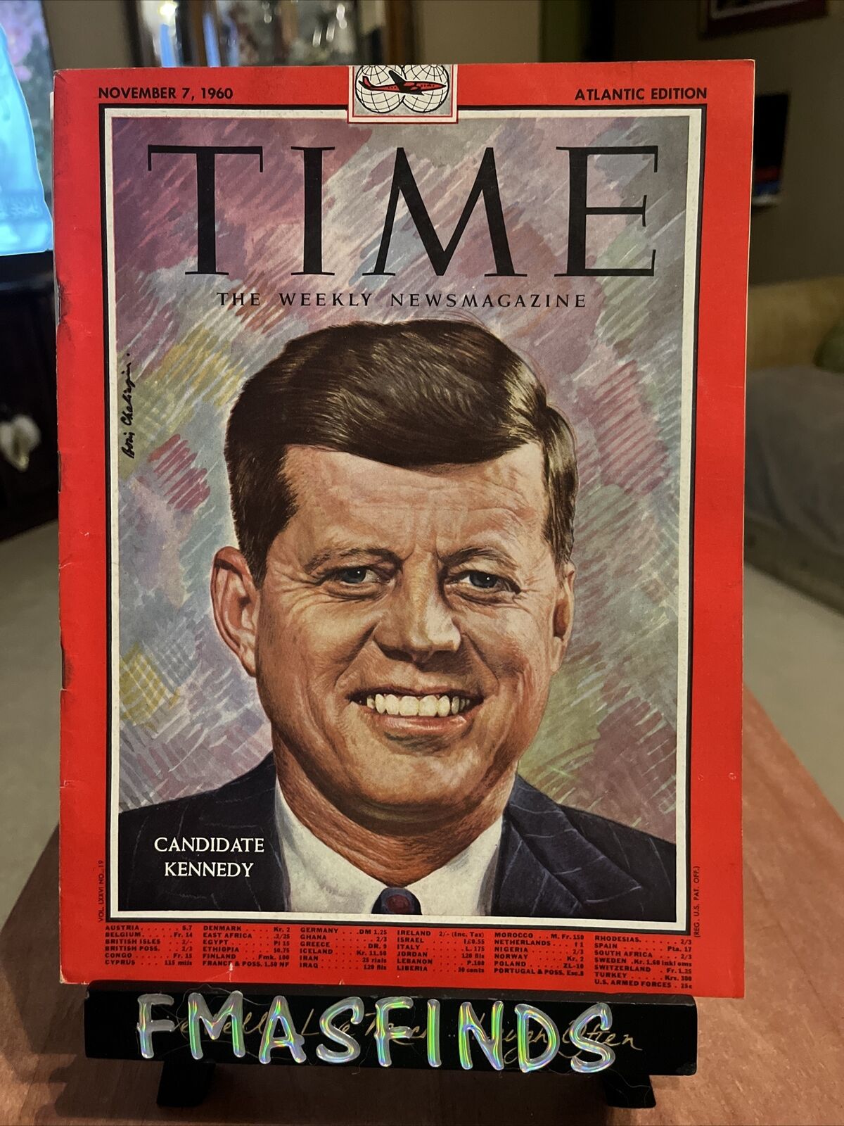 J2 1960 JOHN KENNEDY CANDIDATE PRESIDENT Nov 7 TIME MAGAZINE Atlantic Edition