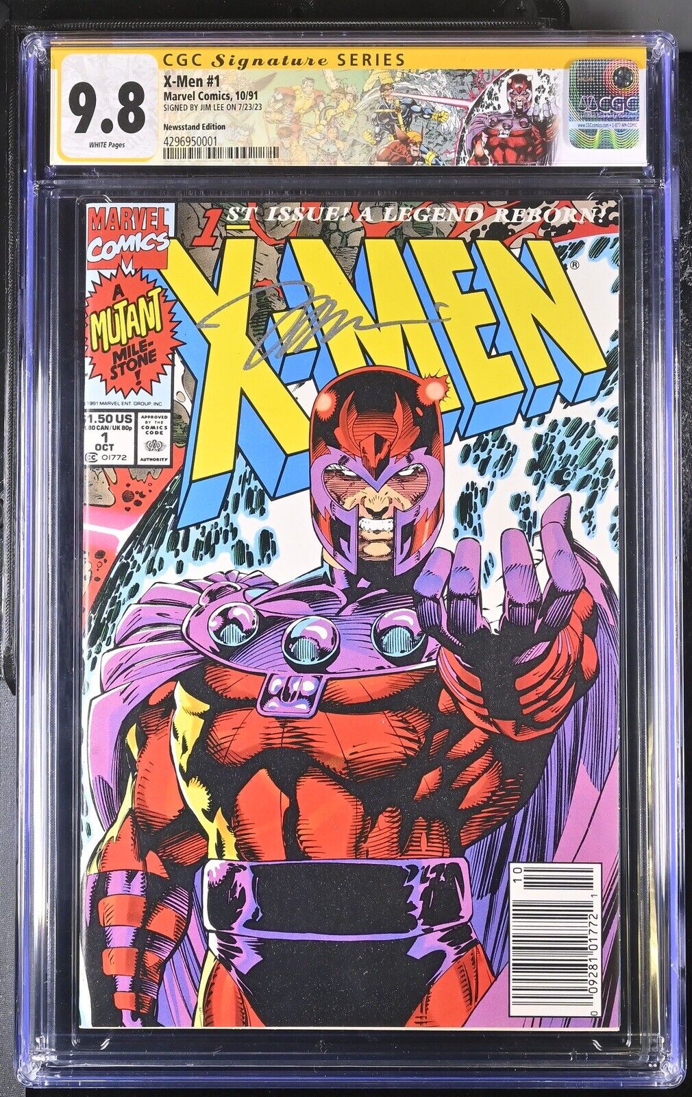 CGC 9.8 X-MEN #1 Rare Newsstand Magneto Cover - Signed By Jim Lee - Custom Label