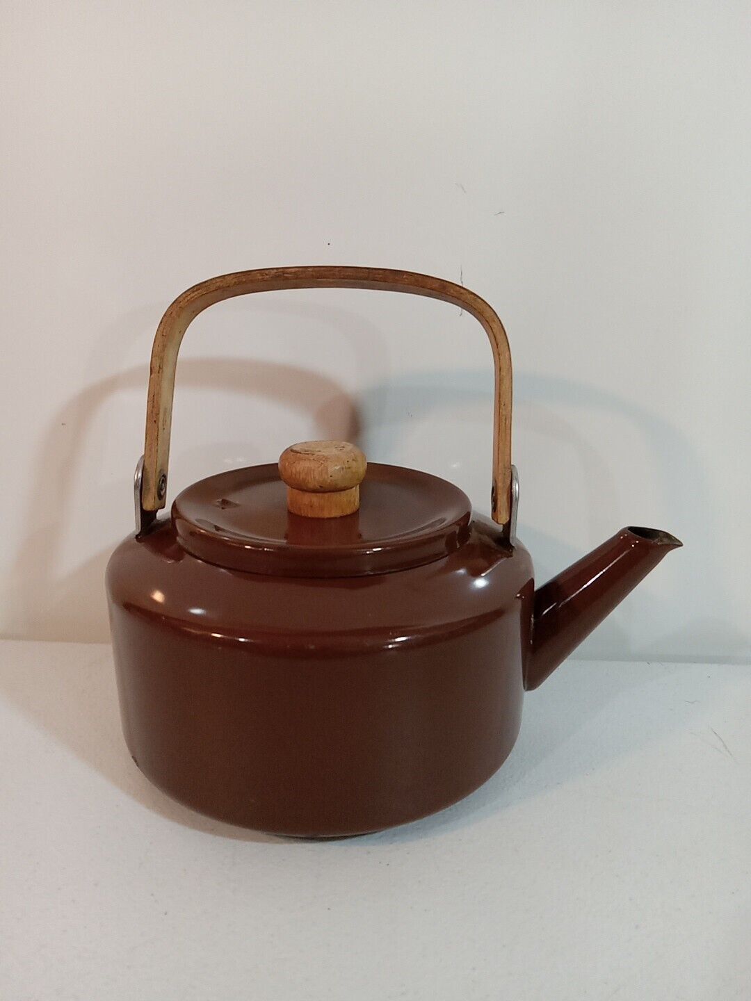 Vintage Michael Lax Copco 117 Brown Kettle with Wooden Handle