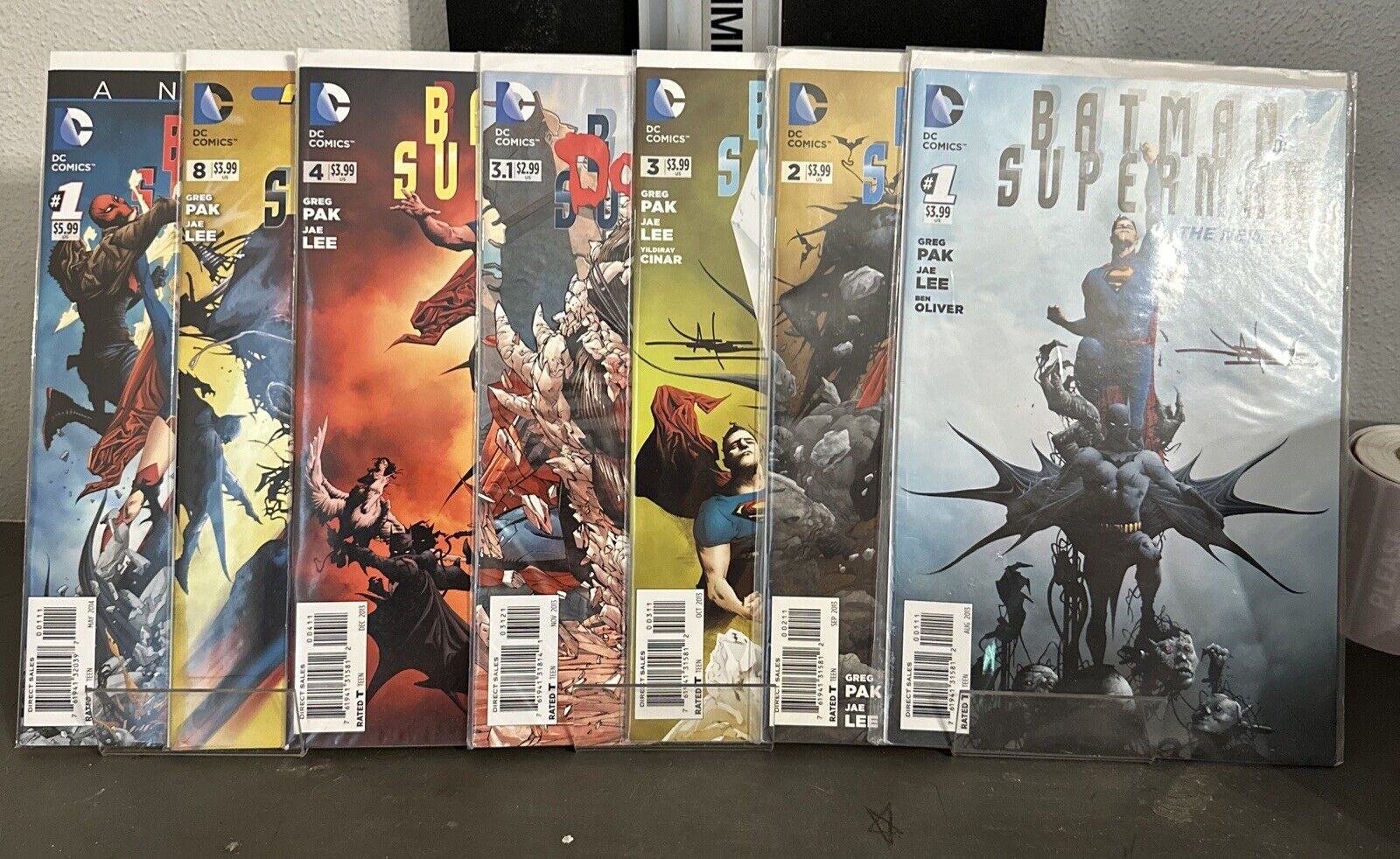 Lot of 7 Batman Superman DC Comics [2013] 4 of the books are signed by Jae Lee
