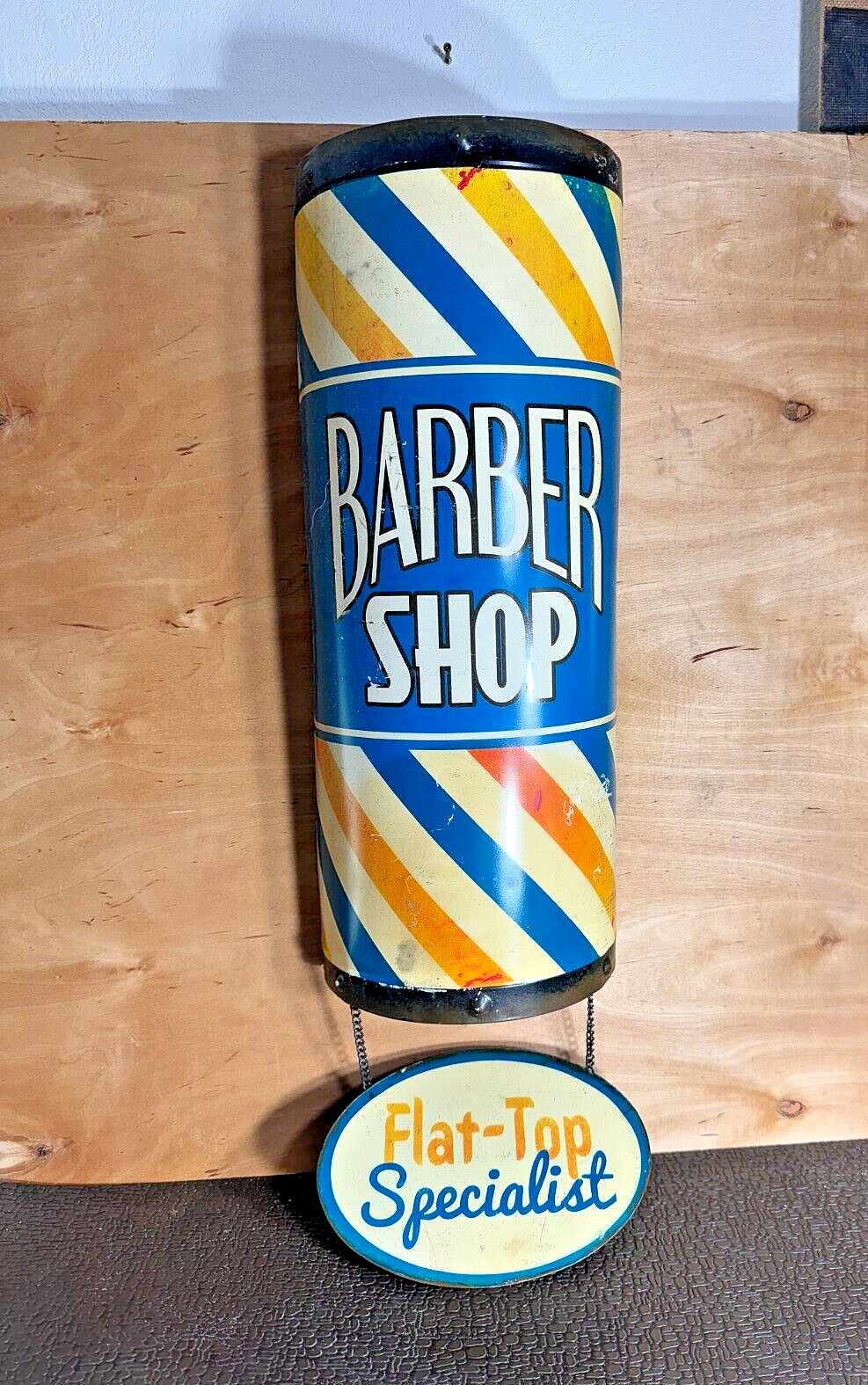 Vintage Reproduction Tin  Barber Shop Pole Sign 3D