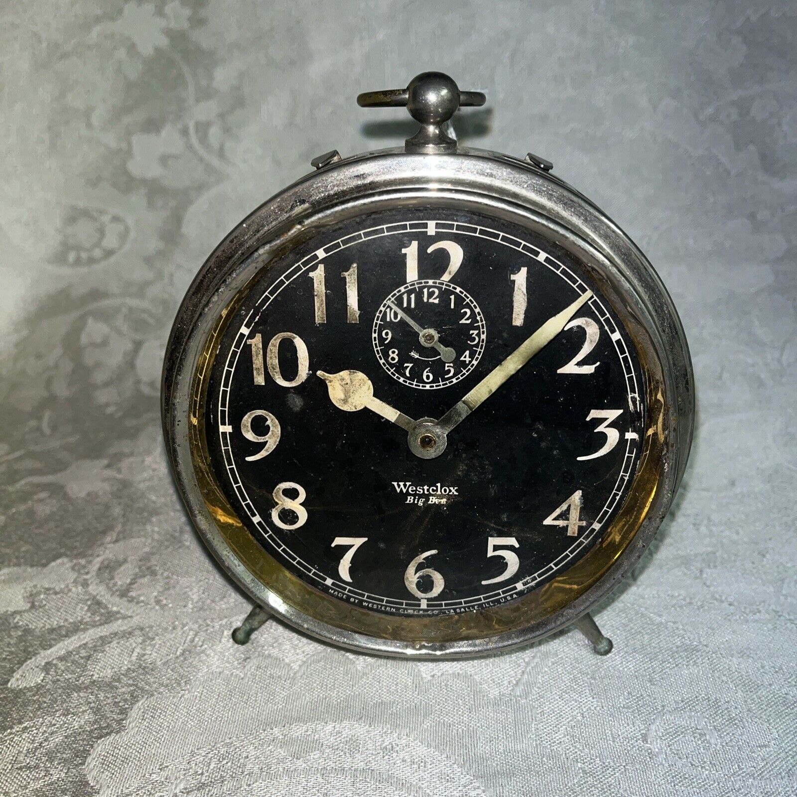1919 Antique Westclox Radium Big Ben Alarm Clock Works & Glows Slightly Still