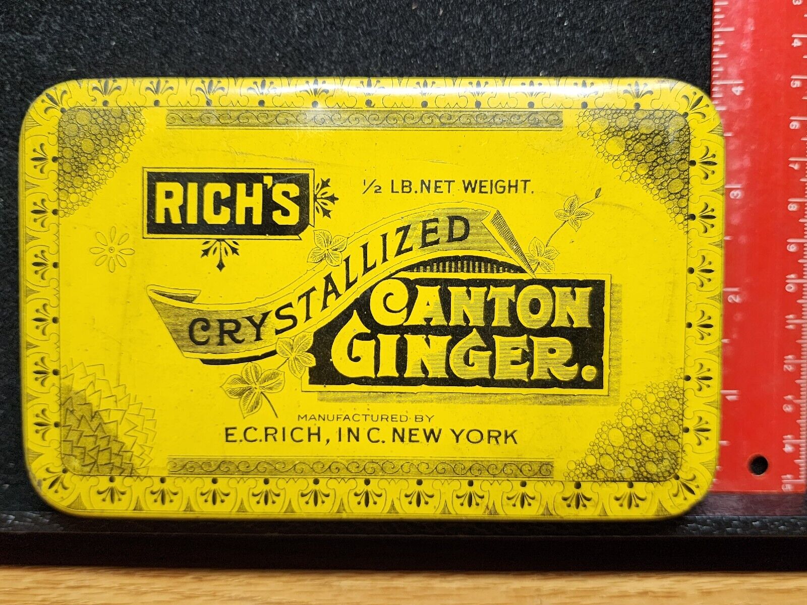 Vintage Rich's Canton Ginger Tin Can, New York Great Color Shape 