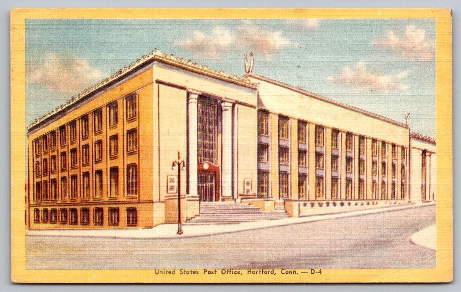 Hartford Conneticut United States Post Office Linen 1951 Cancel Wob Pm Postcard