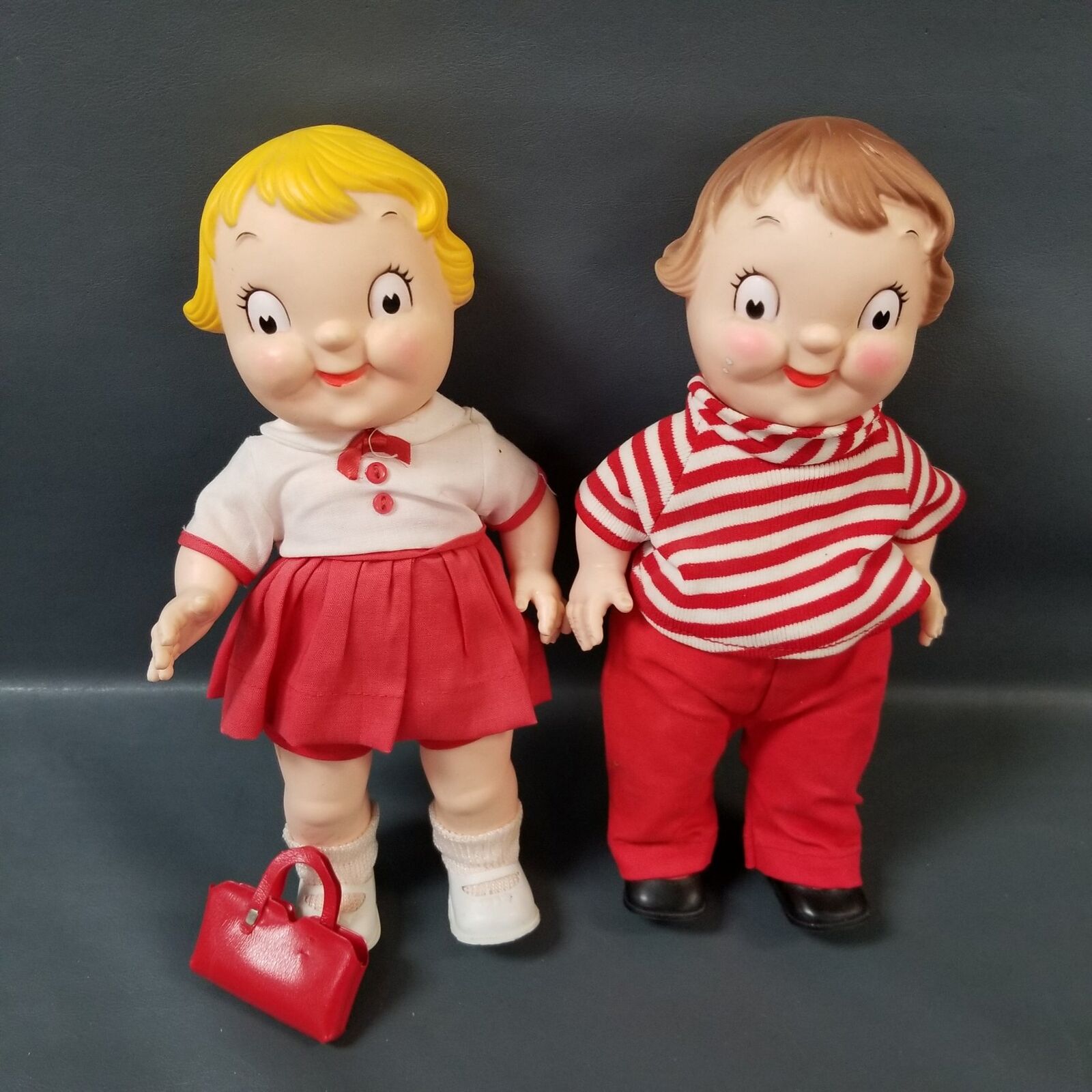 Vintage Vinyl Campbell Soup Kid Dolls ~ 10” Boy And Girl Set