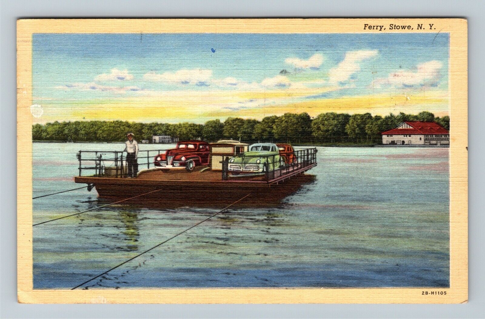 Stowe, NY-New York, Ferry, Period Cars, c1945 Vintage Souvenir Postcard