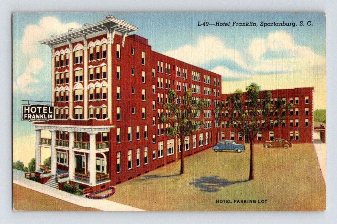 1940\'S. SPARTANBURG, SC. HOTEL FRANKLIN. POSTCARD DM2