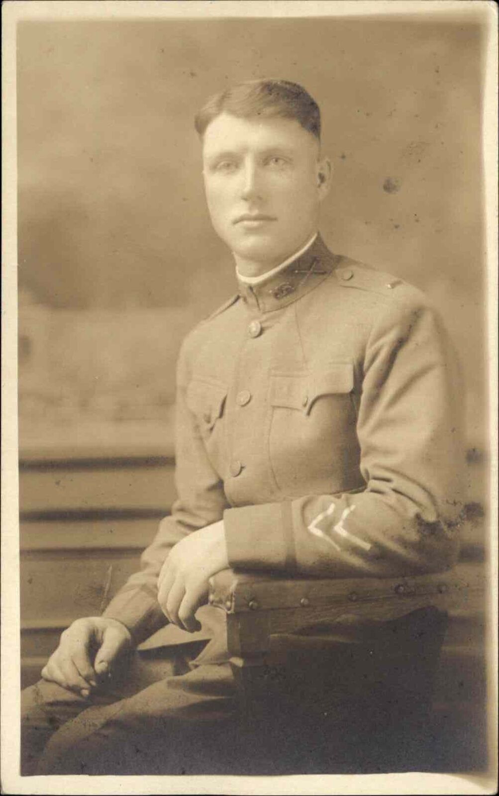 WWI Soldier Portrait RPPC Henny St Pierre Brunswick Maine ME Real Photo