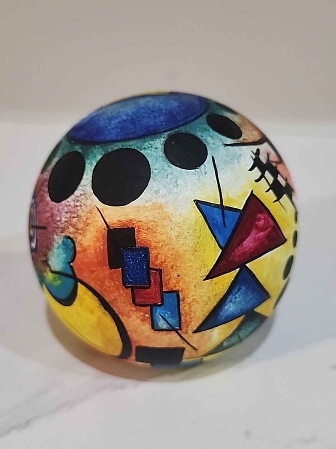 Vtg Studio Art Pottery Orb Sphere Ball Matte Signed Rach 2001 Paperweight Table