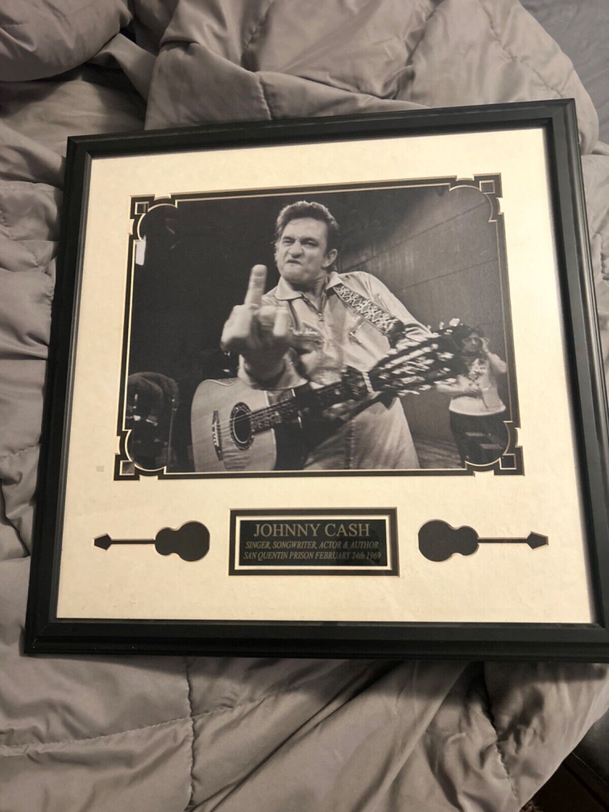 Johnny Cash custom Framed photo from San Quentin prison. Great condition