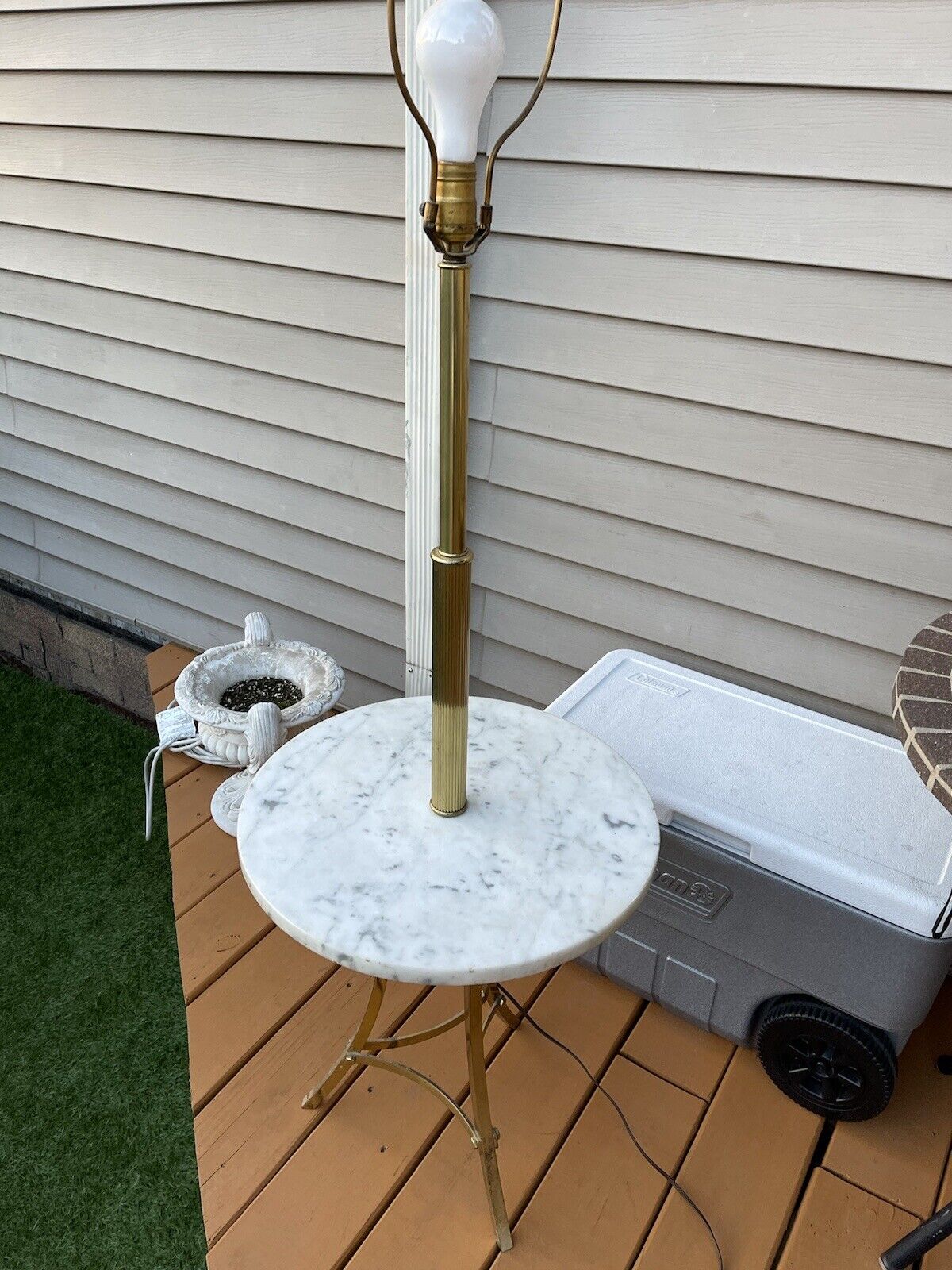 Vintage Floor Pole Table Lamp Marble From Italy Table Brass