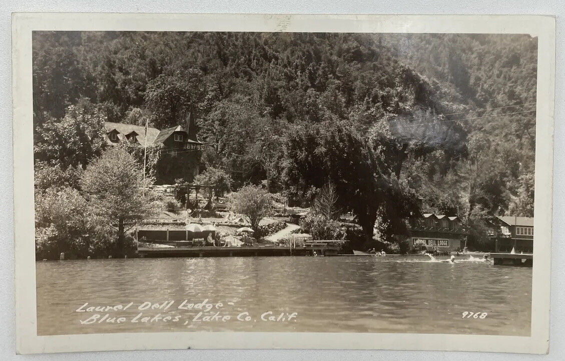 Postcard CA Laurel Dell Lodge Blue Lakes Lake Co Ukiah California RPPC Unused