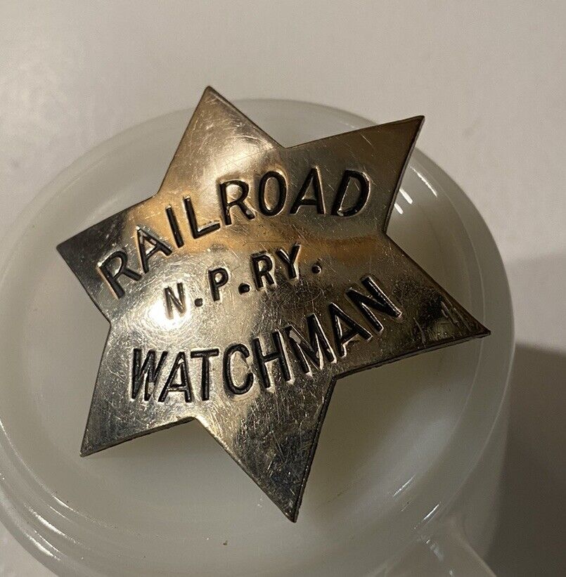Obsolete Northern Pacific NPRY Watchman Badge Star (hallmarked)