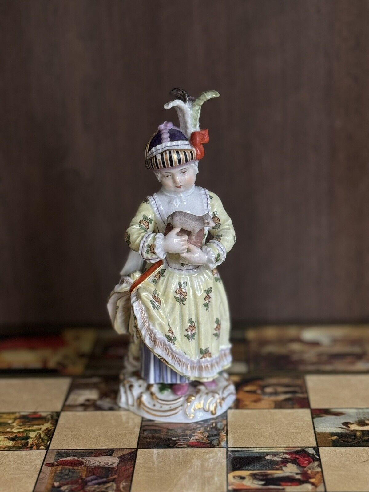 Meissen Germany Miniature Porcelain Figurine Girl with Toy 19TH CT