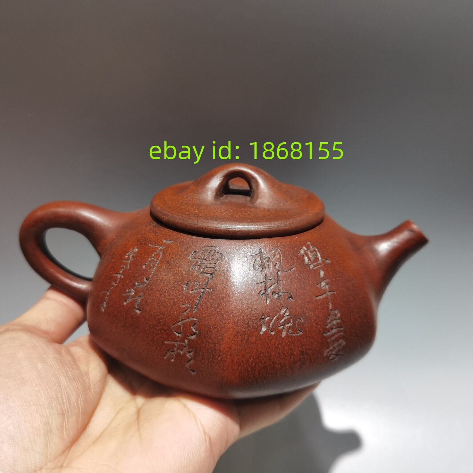 7″ Yixing Zisha Clay carved china Lettering Kung Fu Tea Exquisite shipiao Teapot