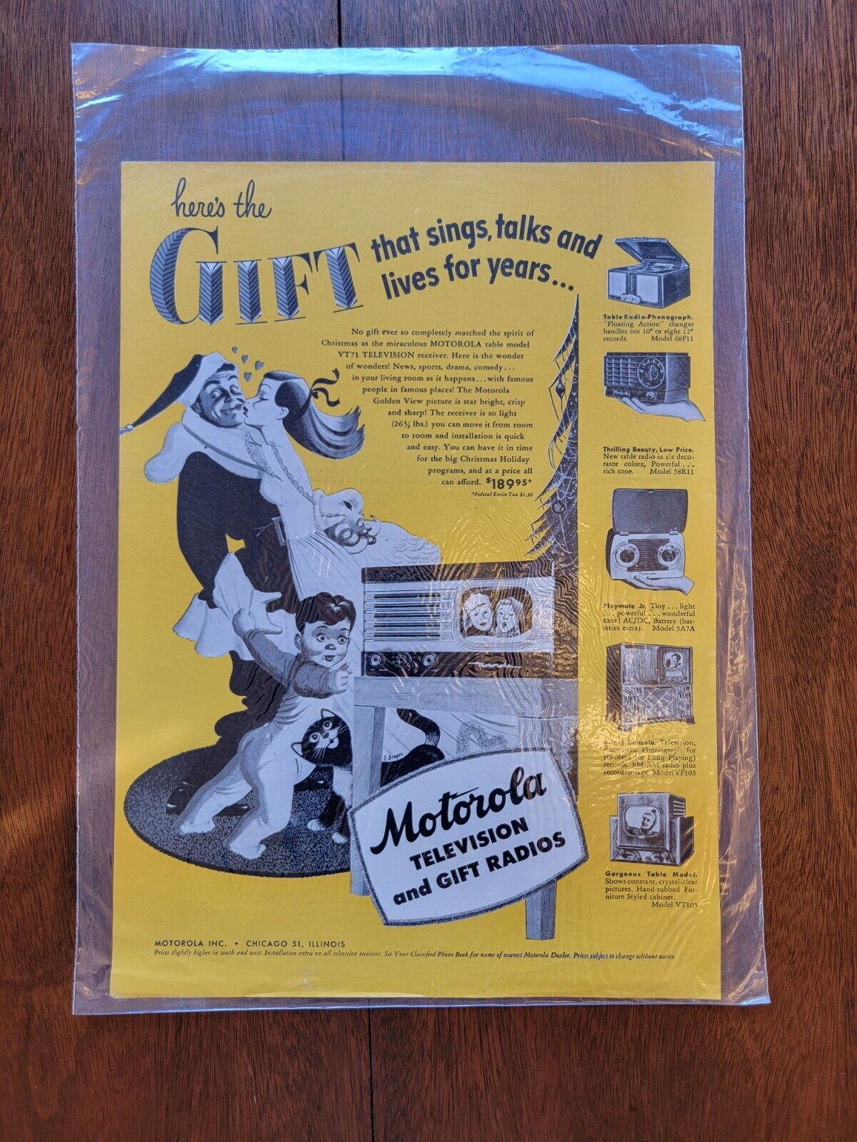 Original 1948 Motorola Television & Radio Vintage COLOR Print Ad - 