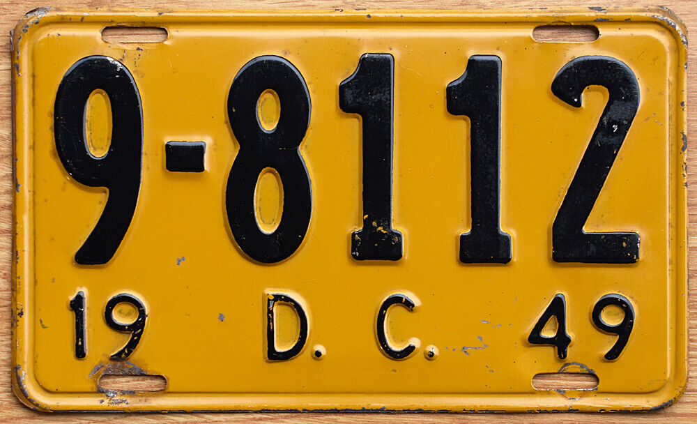 1949 Washington DC, District of Columbia License Plate