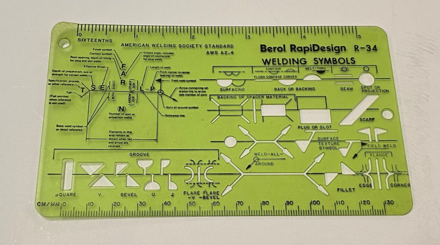 Berol RapiDesign R-34 Welding Symbols Template