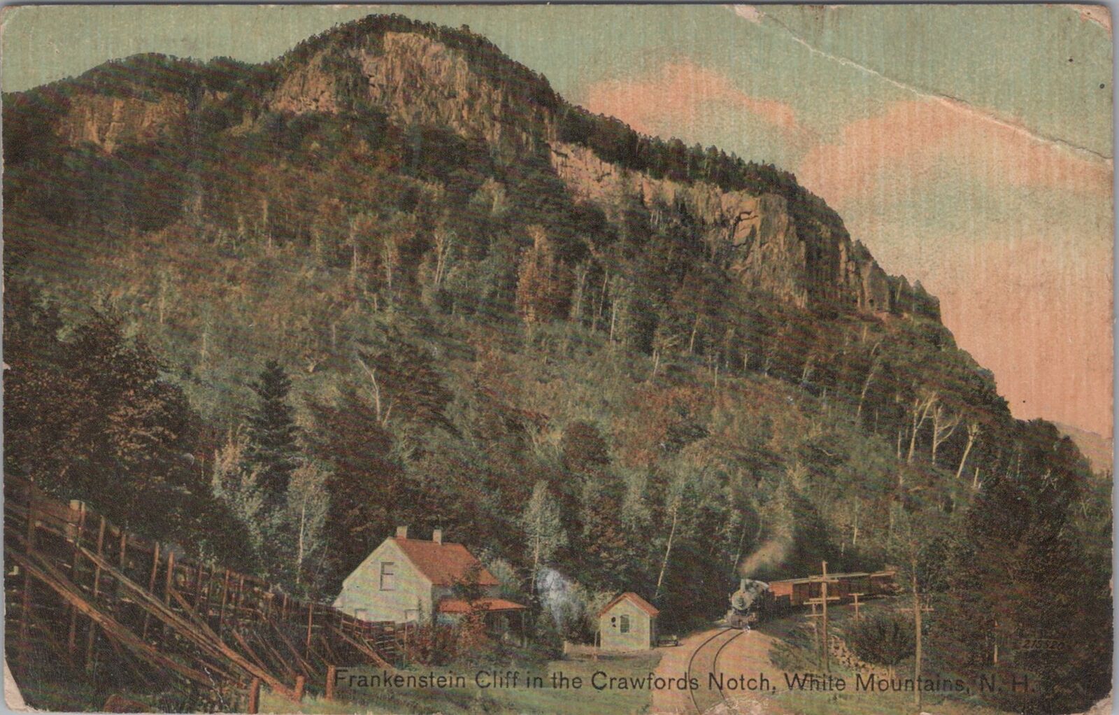 Frankenstein Cliff Crawford\'s Notch White Mountains New Hampshire Postcard