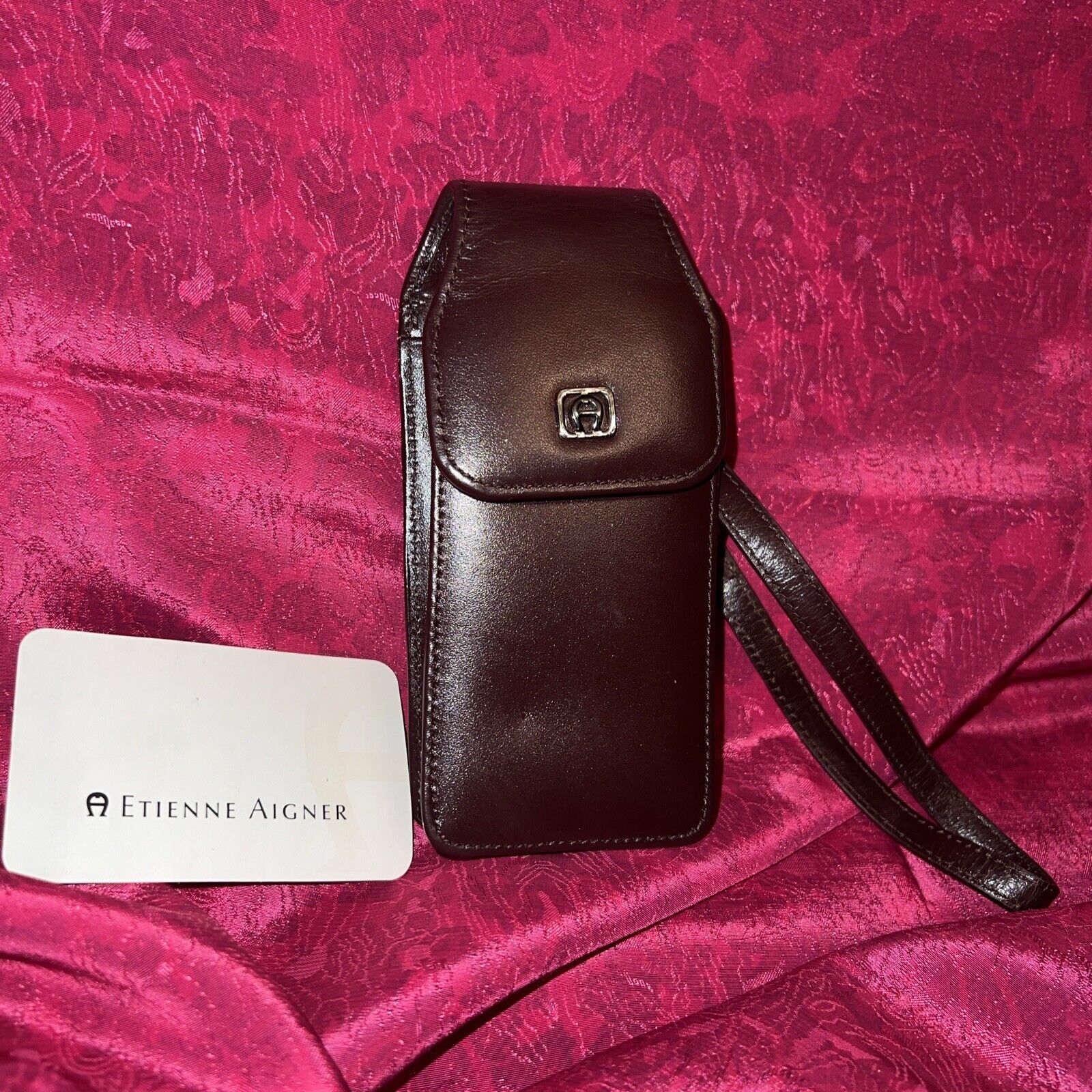 Vintage ETIENNE AIGNER Leather Cigarette / Phone Case Wristlet