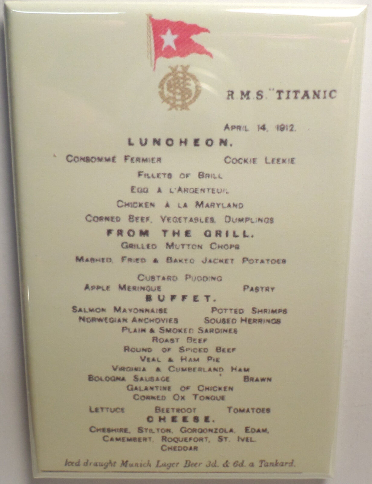 Titanic First Class Menu 2